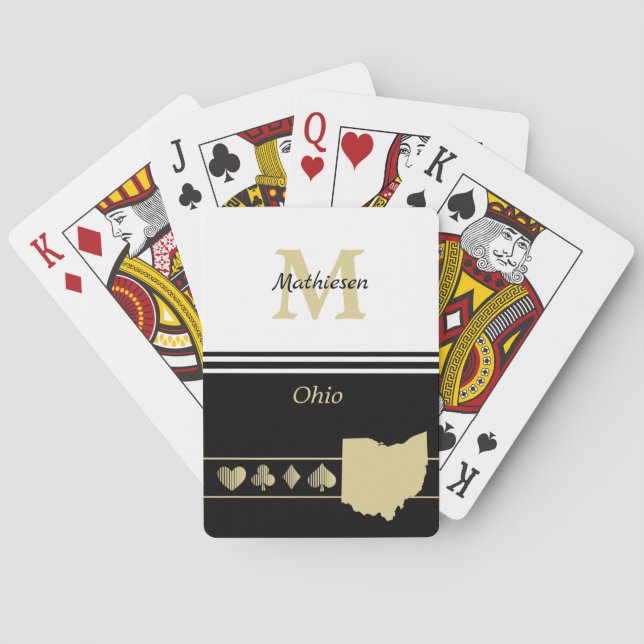 Monogram Gold Silhouette Ohio Poker Cards (Back)