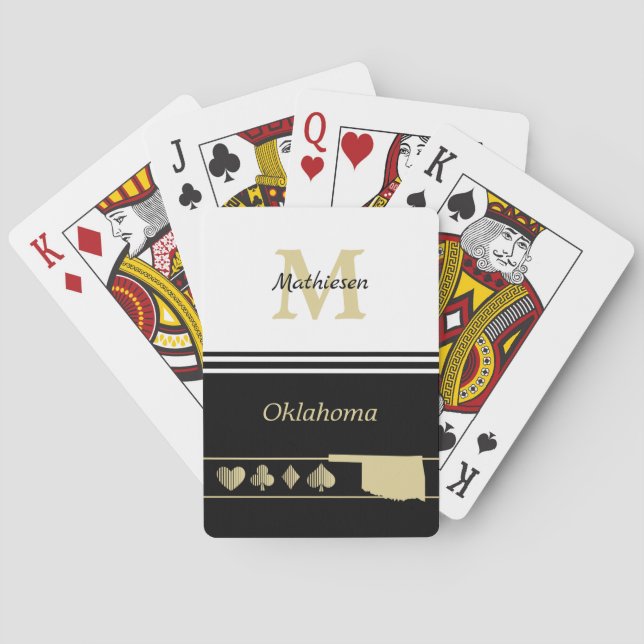 Monogram Gold Silhouette Oklahoma Poker Cards (Back)