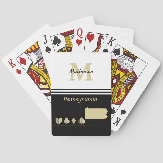 Monogram Gold Silhouette Pennsylvania Poker Cards (Back)