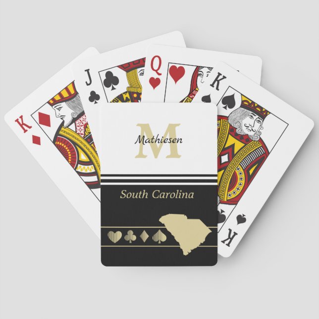 Monogram Gold Silhouette South Carolina Poker Cards (Back)
