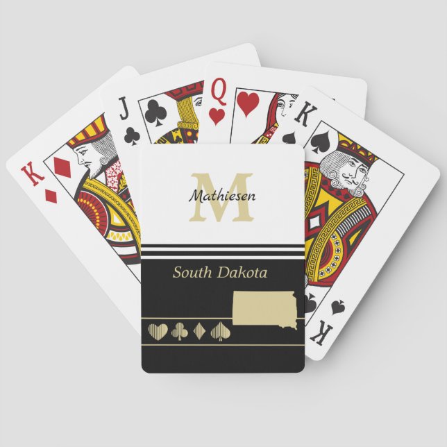 Monogram Gold Silhouette South Dakota Poker Cards (Back)