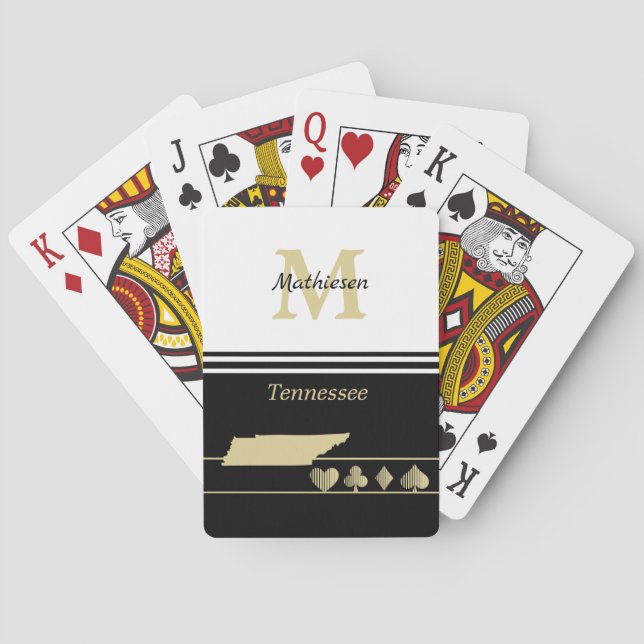 Monogram Gold Silhouette Tennessee Poker Cards (Back)