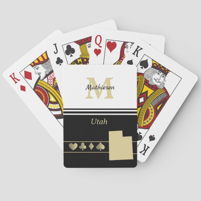 Monogram Gold Silhouette Utah Poker Cards (Back)