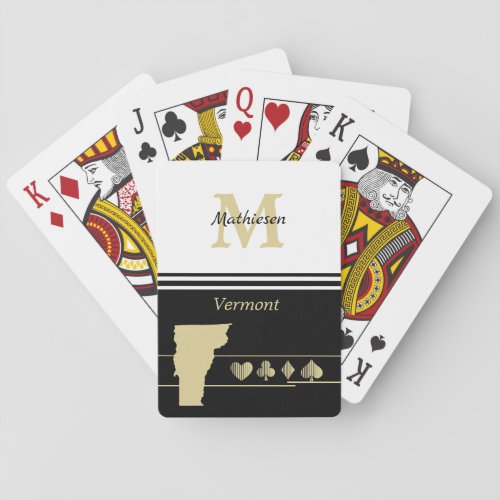 Monogram Gold Silhouette Vermont Poker Cards