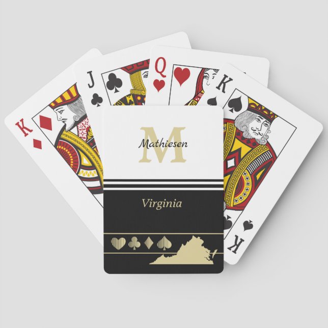 Monogram Gold Silhouette Virginia Poker Cards (Back)