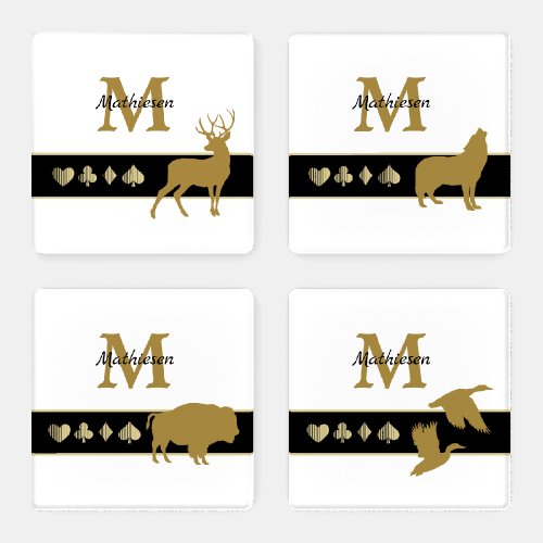 Monogram Gold Silhouette Wildlife Coaster Set