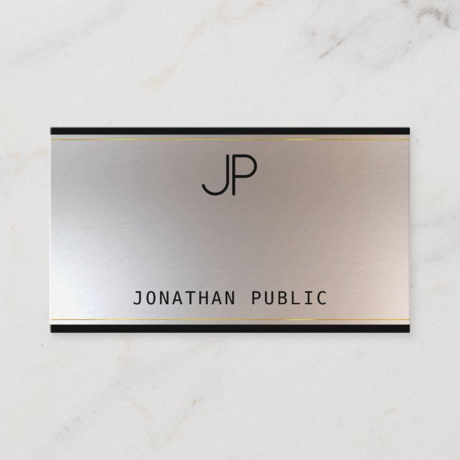 Monogram Gold Silver Elegant Template Extra Thick Business Card (Front)