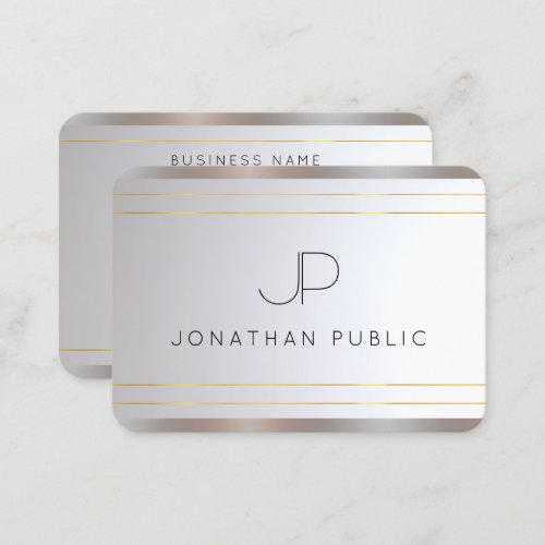 Monogram Gold Silver Elegant Template Modern Business Card