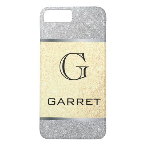 Monogram Gold Silver Glitter Classic k iPhone 8 Plus7 Plus Case