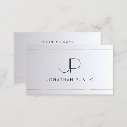 Monogram Gold Silver Modern Elegant Professional Business Card