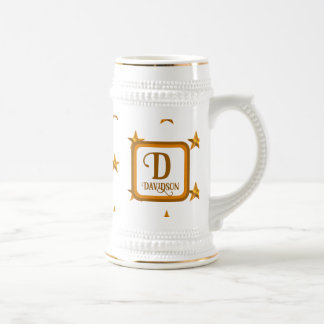 Monogram Gold Star Family Name Initial Keepsake Beer Stein