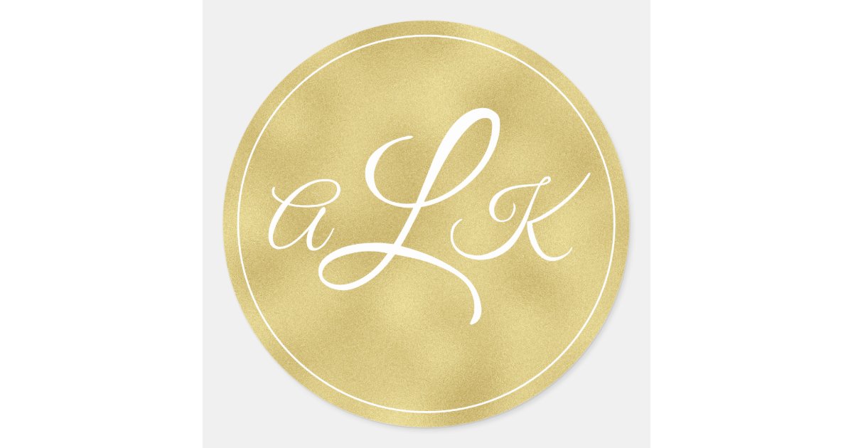 Monogram Date Antique Gold Wax Seal Sticker