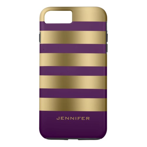 Monogram Gold Stripes Over Black Background iPhone 8 Plus7 Plus Case