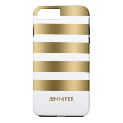 Monogram Gold Stripes Over White Background iPhone 8 Plus7 Plus Case