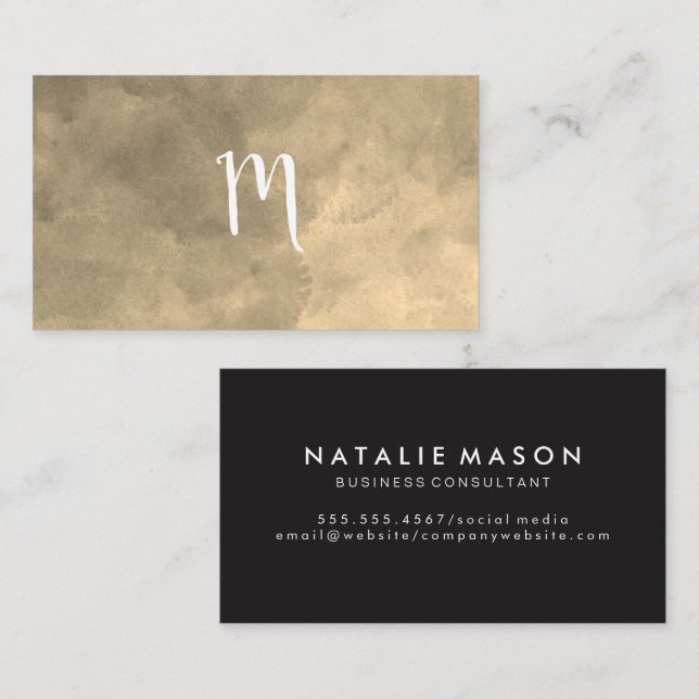 Monogram | Gold Texture Background Business Card (Front/Back)