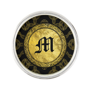 Monogram Gold Triquetra Trinity Knot Pattern Lapel Pin