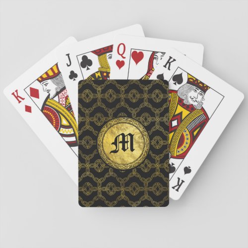 Monogram Gold Triquetra Trinity Knot Pattern Poker Cards
