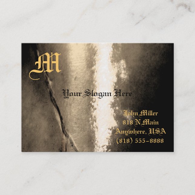 Monogram Gold Vintage Metal Business Card (Front)