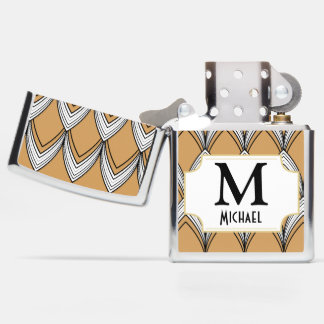 Monogram - Gold Vintage Style 1920s White Arches Zippo Lighter