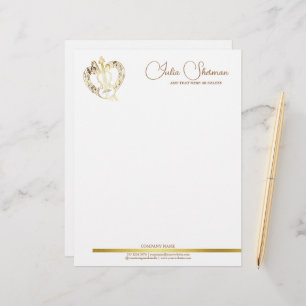 Monogram Gold Violin Modern Script Minimalist Letterhead