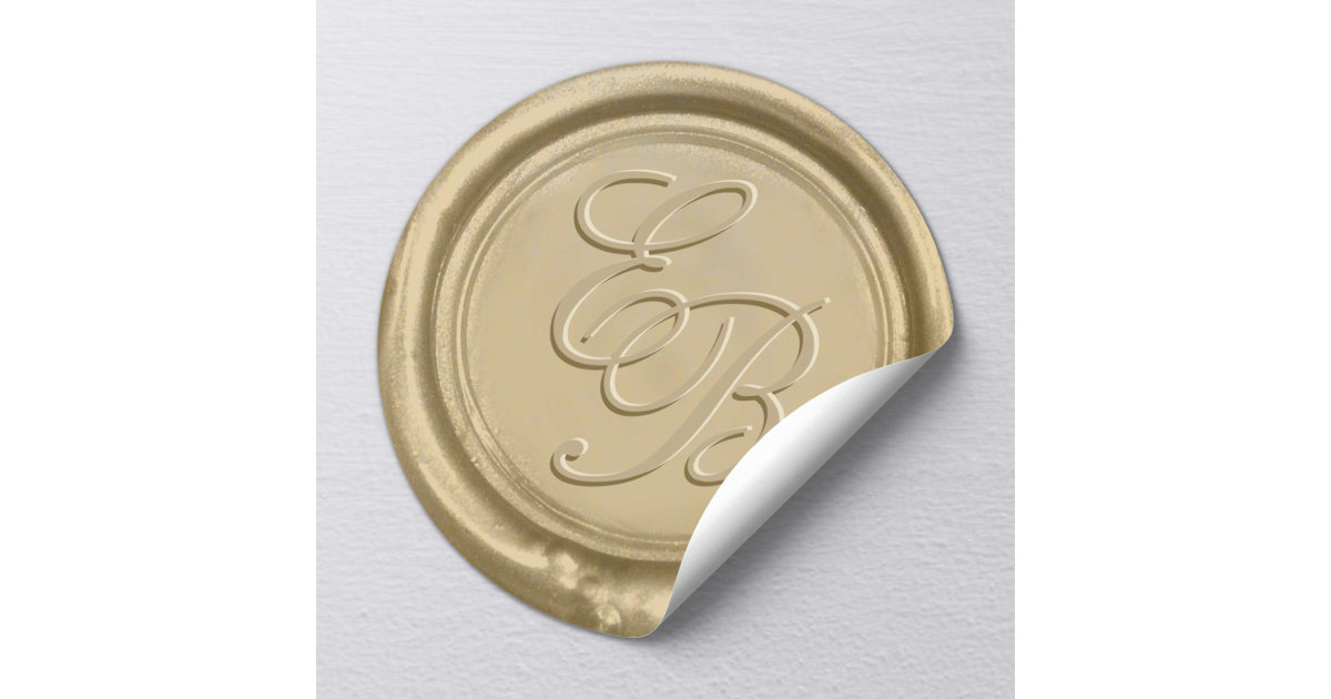 Monogram Gold Wax Envelope Seal Wedding Stickers