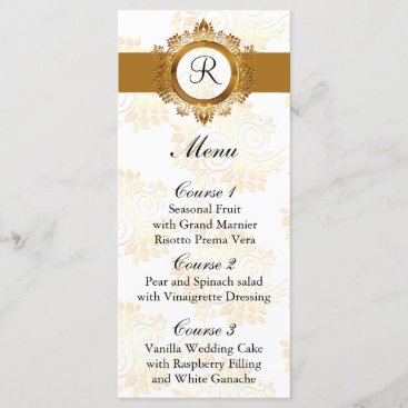 monogram gold wedding menu