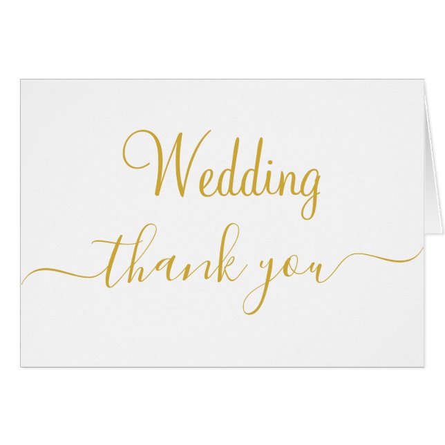 Monogram Gold White Wedding Thank You Cards (Front Horizontal)