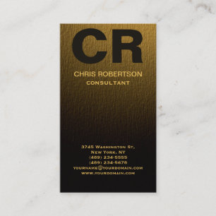Monogram Gold Yellow Wood Effect Business Card
