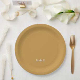 Monogram Golden 50th Wedding Anniversary Party Paper Plates
