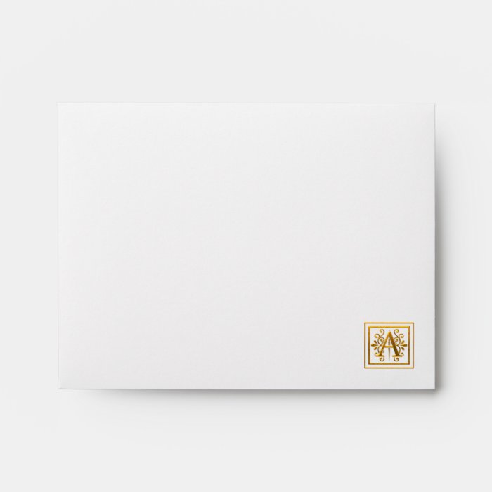 Monogram Golden A Elegant Note Card Envelope