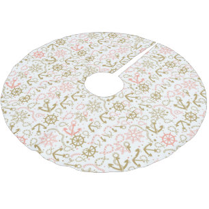 Monogram Golden Anchor Pattern Brushed Polyester Tree Skirt