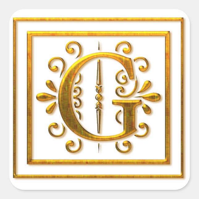 Monogram Golden G Elegant Stickers (Front)