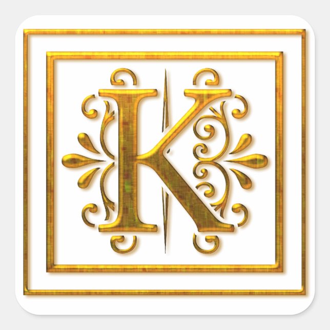 Monogram Golden K Elegant Stickers (Front)