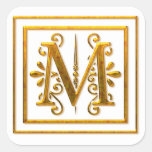 Monogram Golden M Elegant Stickers at Zazzle