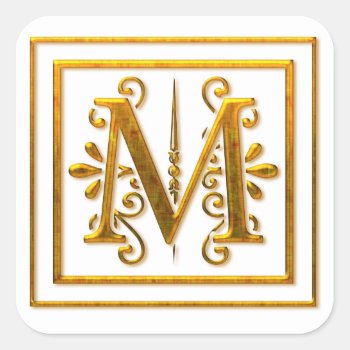 Monogram Golden M Elegant Stickers by mrssocolov2 at Zazzle
