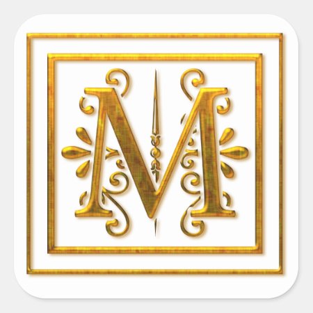 Monogram Golden M Elegant Stickers