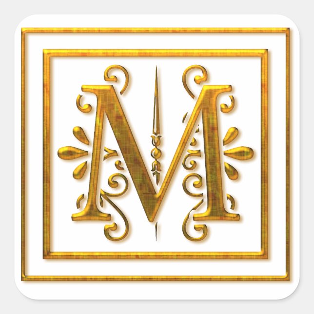 Monogram Golden M Elegant Stickers (Front)