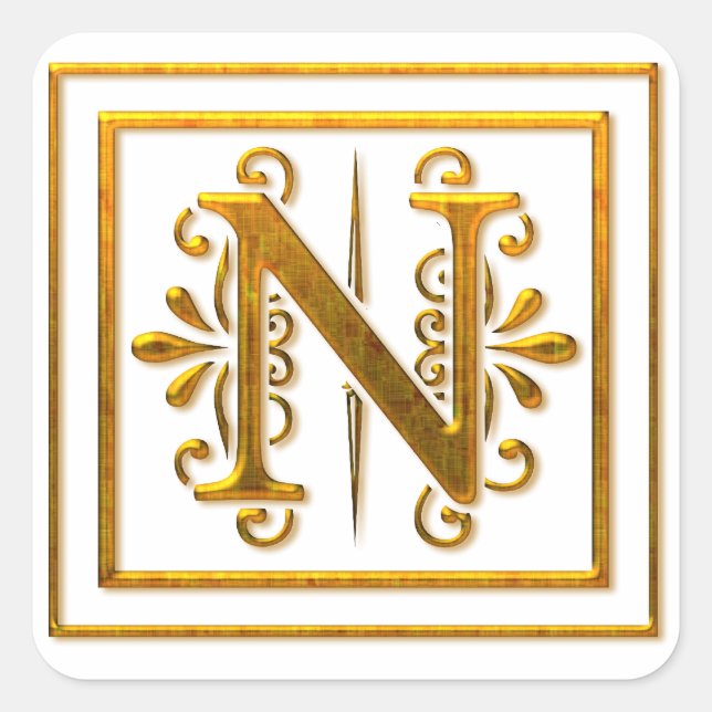 Monogram Golden N Elegant Stickers (Front)