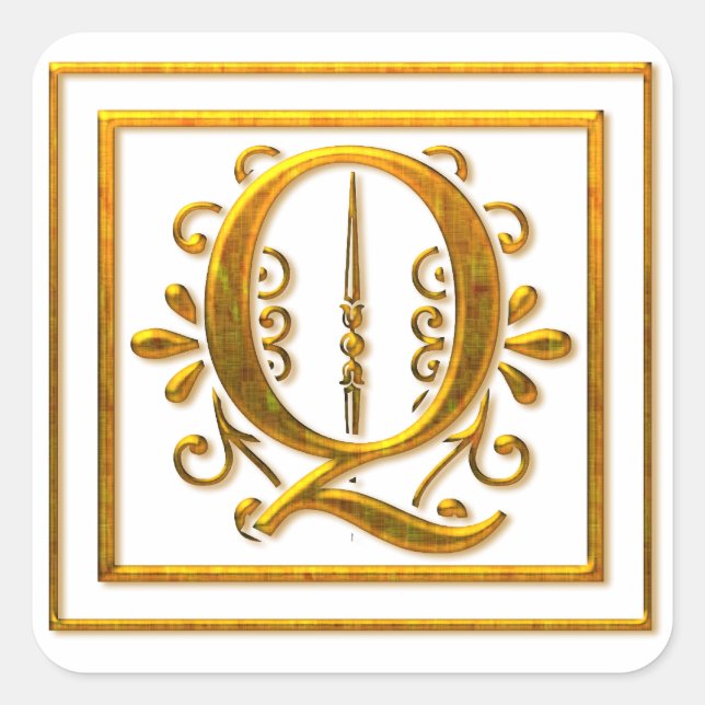 Monogram Golden Q Elegant Stickers (Front)