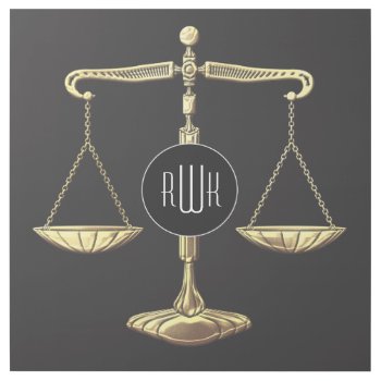 Monogram | Golden Scales Of Justice Gallery Wrap by wierka at Zazzle