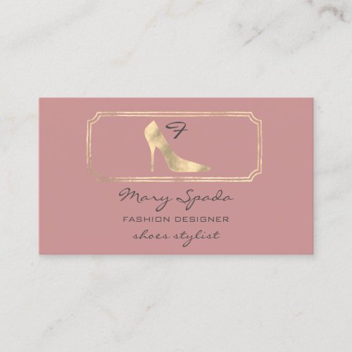 Monogram Golden Shoes Heels Logo Shop QR Rose Business Card