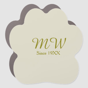 Monogram golden since 19XX year oatmeal wedding na Car Magnet