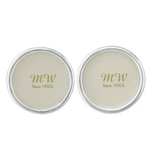 Monogram golden since 19XX year oatmeal wedding na Cufflinks