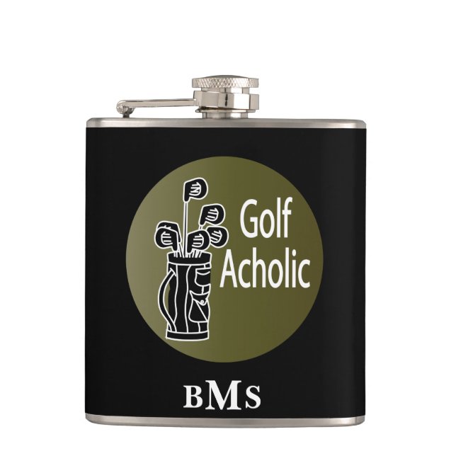 Monogram Golf Acholic Hip Flask (Front)