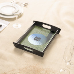 Monogram Golf Ball on Green close-up photo Serving Tray