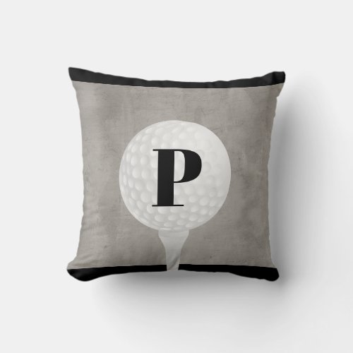 monogram golf ball pillow design distressed gray