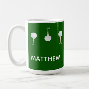 Monogram golf balls pattern on green coffee mug