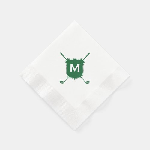 Monogram Golf Club Crest Diagonal Green Napkins