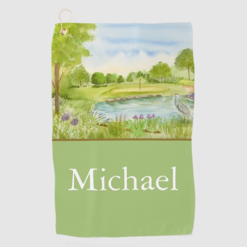 Monogram Golf Course with Heron  Towel