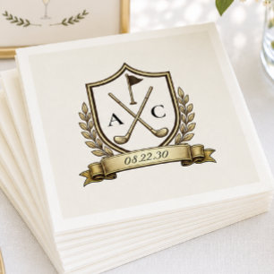 Monogram Golf Crest Wedding Napkins
